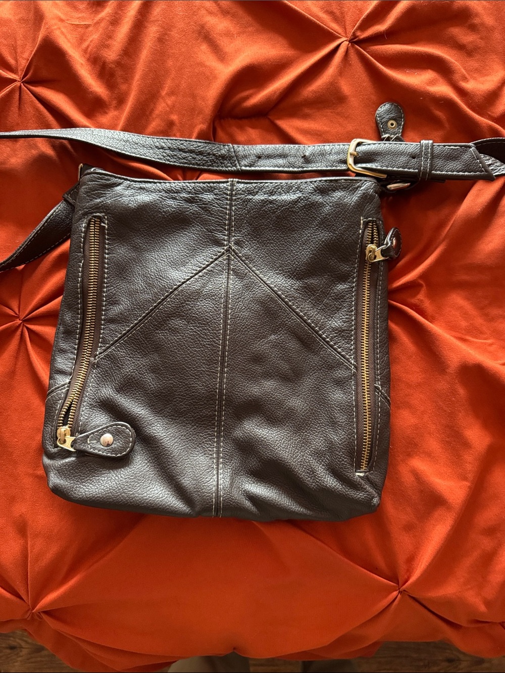 Women's Dark Brown concealed carry Leather Crossbody Bag